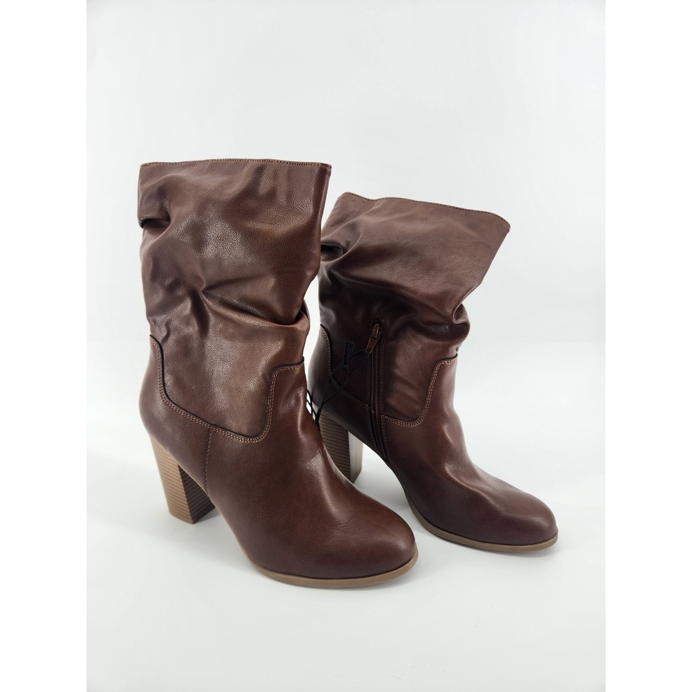 Style & Co Women's Brown Slouch Heeled Ankle Boots Booties Size 9.5M
